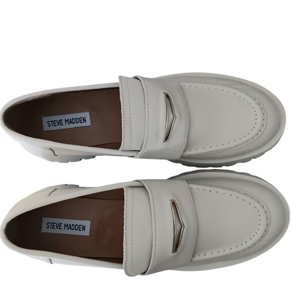 NEW Steve Madden Womens Lawrence Slip On Leather Loafers Chunky Heel Size 11M - Picture 4 of 7